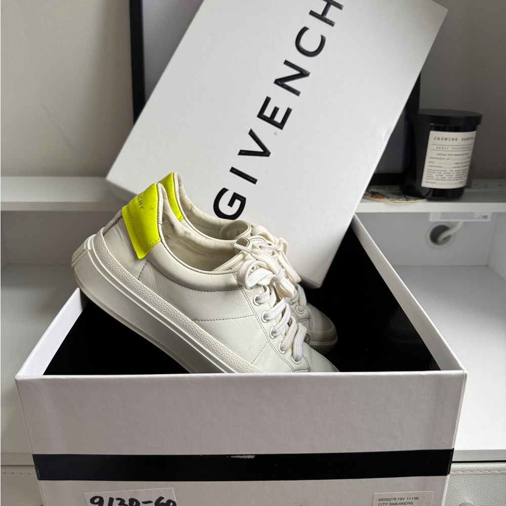 Givenchy White and Neon Yellow Sneakers